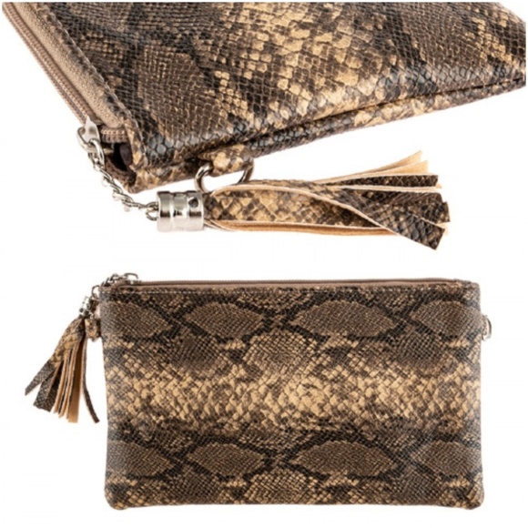BLACK SNAKE SKIN CROSSBODY OR CLUTCH - Picture 5 of 7